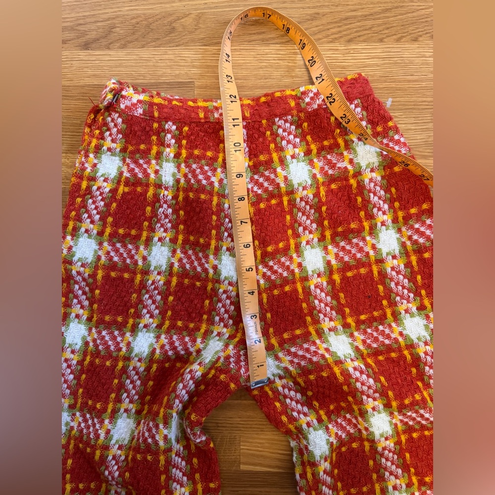 60s Vintage Orange Plaid High Waisted Side Zip Pants Sz XS - Picture 6 of 7